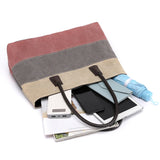 Women Canvas Shoulder Bag Ladies Striped Messenger Bag Large Capacity Crossbody