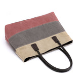 Women Canvas Shoulder Bag Ladies Striped Messenger Bag Large Capacity Crossbody