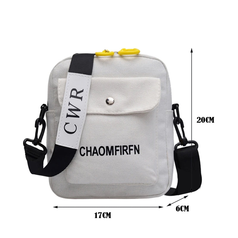 Women Canvas Shoulder Handbag Small Messenger Purse Solid Zipper Student