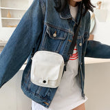 Women Canvas Shoulder Handbags Solid Student Phone Purse Zipper Small Messenger