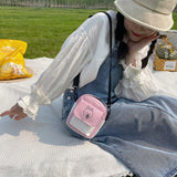 Women Cartoon Printing Canvas Crossbody Messenger Bag Casual Mini Handbag