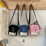 Women Cartoon Printing Canvas Crossbody Messenger Bag Casual Mini Handbag