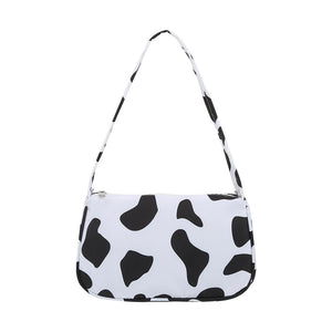 Women Casual Canvas Patent Leather Underarm Bag