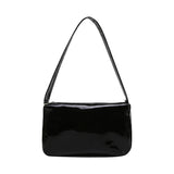 Women Casual Canvas Patent Leather Underarm Bag