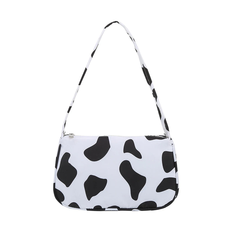 Women Casual Canvas Patent Leather Underarm Bag