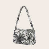 Women Casual Canvas Patent Leather Underarm Bag
