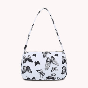 Women Casual Canvas Patent Leather Underarm Bag