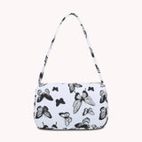 Women Casual Canvas Patent Leather Underarm Bag
