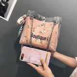 Women Flower Print Jelly Crossbody Shoulder Bag