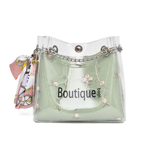 Women Flower Print Jelly Crossbody Shoulder Bag
