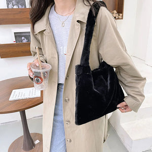 Women Casual Plush Cherry Pattern Small Shoulder Bag