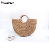 Women Large Capacity Straw Tote Bag Hand Woven Shopping Beach Bags KL366