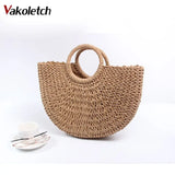 Women Large Capacity Straw Tote Bag Hand Woven Shopping Beach Bags KL366