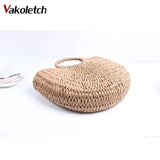 Women Large Capacity Straw Tote Bag Hand Woven Shopping Beach Bags KL366