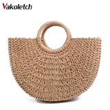 Women Large Capacity Straw Tote Bag Hand Woven Shopping Beach Bags KL366