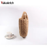 Women Large Capacity Straw Tote Bag Hand Woven Shopping Beach Bags KL366