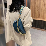 Women Chain Chest Bag Leather Stone Pattern Shoulder Bag
