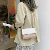 Women Chain Crossbody Bag PU Leather Wide Strap Shoulder Bags