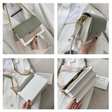 Women Chain Crossbody Bag PU Leather Wide Strap Shoulder Bags