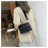 Women Chain Crossbody Bag PU Leather Wide Strap Shoulder Bags