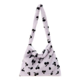 Cherry Pattern Print Underarm Bag Plush Shoulder Bag