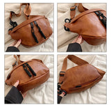 Women Chest Bag PU Leather Chain Crossbody Shoulder Bags