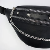 Women Chest Bag PU Leather Crossbody Shoulder Bags Punk Style Waist Bag