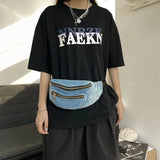 Women Denim Chest Bag Waist Bag Fanny Pack Clutches Purse