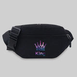 King&Queen Pattern Crossbody Messenger Bag Waist Storage