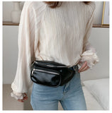 Women Chest Packs PU Leather Chain Crossbody Shoulder Bag Ins