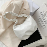 Women Cloud Underarm Bag Soft Pu Leather Solid Pleated Female Single Shoulder