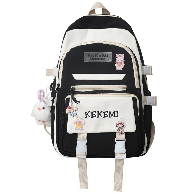 Women College Student Bag Contrast Teenage Girl Backpacks