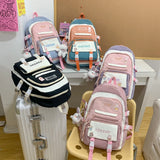 Women College Student Bag Contrast Teenage Girl Backpacks