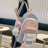 Women College Student Bag Contrast Teenage Girl Backpacks