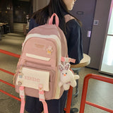 Women College Student Bag Contrast Teenage Girl Backpacks