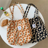 Women Corduroy Shoulder Bag Large Capacity Canvas Bucket Bags