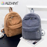 Women Corduroy Shoulder Bag Backpack Students School Travel Large Capacity