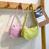Corduroy Solid Underarm Bag Casual Shopper Shoulder bag