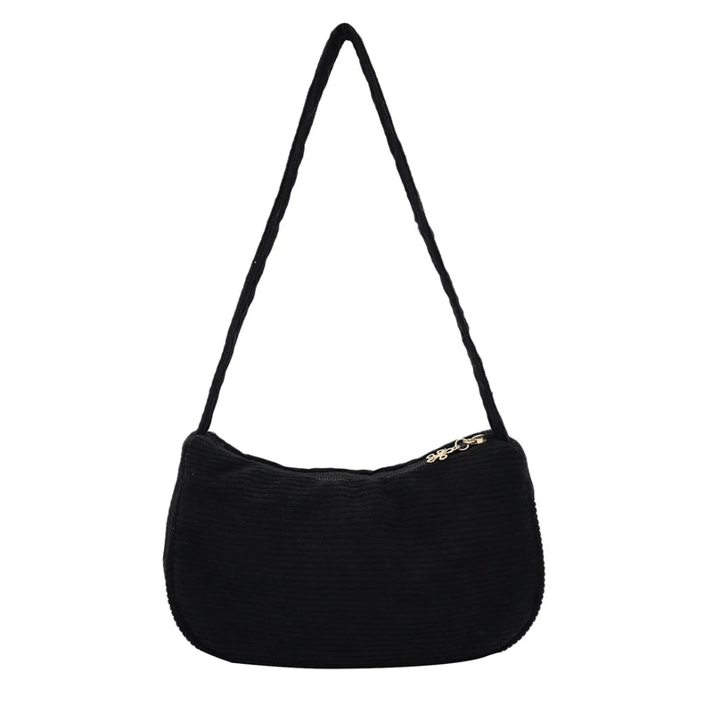 Corduroy Solid Underarm Bag Casual Shopper Shoulder bag