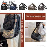Women Cotton Padded Handbags Casual Messenger Bags Soft for Party