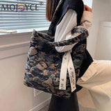 Women Cotton Padded Totes Casual Top-handle Bags Soft Zipper
