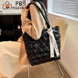 Soft Cotton Tote Bag with Zipper and Ribbon Handle