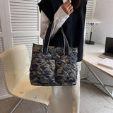 Women Cotton Padded Totes Handbag Autumn Winter Ladies Crossbody Bags