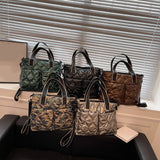Women Cotton Padded Totes Handbag Autumn Winter Ladies Crossbody Bags