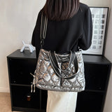 Women Cotton Padded Totes Handbag Autumn Winter Ladies Crossbody Bags