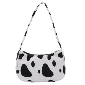 Cow Milk Print Handbag Totes Crossbody Underarm Shoulder Bags Daily Bag