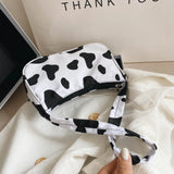 Cow Milk Print Handbag Totes Crossbody Underarm Shoulder Bags Daily Bag