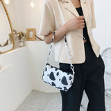 Cow Milk Print Handbag Totes Crossbody Underarm Shoulder Bags Daily Bag