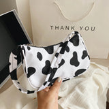 Cow Milk Print Handbag Totes Crossbody Underarm Shoulder Bags Daily Bag