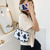 Cow Milk Print Handbag Totes Crossbody Underarm Shoulder Bags Daily Bag